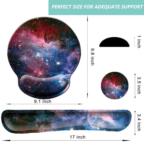 Keyboard Wrist Rest Pad Mouse Pad with Wrist Support Set of 3, Mousepad with Non-Slip Rubber Base, Ergonomic Memory Foam Mouse Wrist Cushion Support for Home Office Laptop Computer, Starry Sky - color: Starry Sky Colorful