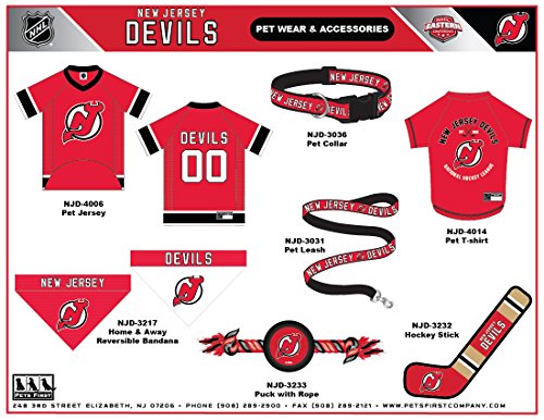 Pets First NHL New Jersey Devils Stick Toy for Dogs & Cats. Play Hockey with Your Pet with This Licensed Dog Tough Toy Reward! 16 inches long - color: New Jersey Devils, style: NHL Dog Tug Toy