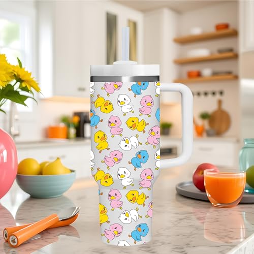 AMZUShome Duck Gifts.40oz Duck Tumbler with Handle.Duck Lover Cup Gift.Birthday Christmas Duck Tumblers Gift for Women Men. - style: Duck