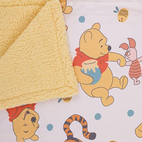 Disney Winnie The Pooh Summertime Fun Yellow, Orange, and White Super Soft Sherpa Baby Blanket - color: Winnie the Pooh - Summertime Fun