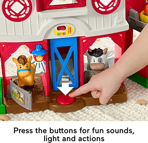 Fisher-Price Little People Caring for Animals Farm Electronic Interactive playset with Smart Stages Learning Songs for Toddlers Ages 1 and up (Amazon Exclusive) - style: Refreshed Farm