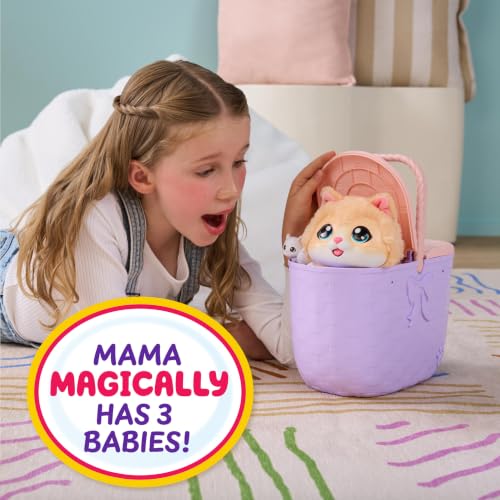Little Live Pets Mama Surprise Kittens, Interactive Mama, Surprise Toys | Portable basket, fish accessory, 3 baby kittens, and 15+ sounds and reactions for ages 4+ toy cat play - style: Kitten