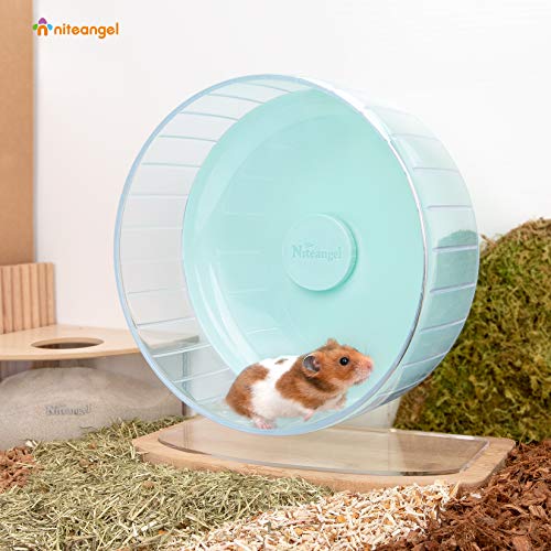 Niteangel Super-Silent Hamster Exercise Wheels: Quiet 11 inch Running Wheel | Can 11.6-15.4" Adjustable Height - No Bend Back Spinner Running for Dwarf Syrian Hamster Gerbils Mice Or Other Small Animal - color: Mint Green, size: Large