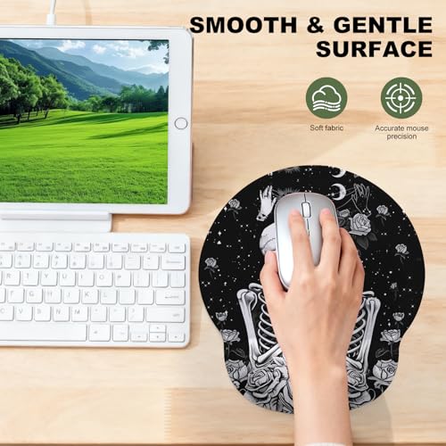 Skeleton Lover Mouse Pad with Gel Wrist Support, Smooth Surface Ergonomic Mouse pad, Non-Slip Pain Relief Desk Mat for Gaming, Work & Office Desktop - color: Skeleton Lover