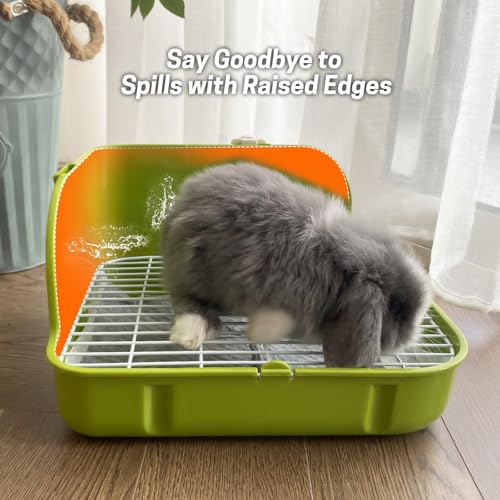Rabbit Litter Box, Bunny Litter Box, Guinea Pig Potty Trained, Square Small Animal Toilet Potty Pan for Rabbit Guinea Pig Ferret Hamster Chinchilla (Grass Green) - color: Grass Green
