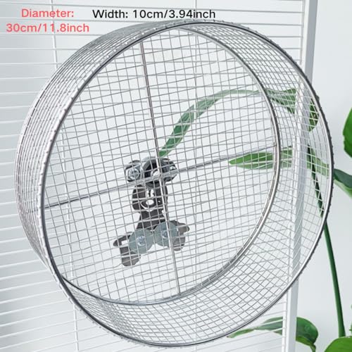Large Stainless Steel 11.81''L x 3.94''W x 11.81''H Silent Running Wheel for Chinchilla, Toys for Cage, Super Mute Spinner Exercise Running Wheel for Gerbils, Rat, Mice
