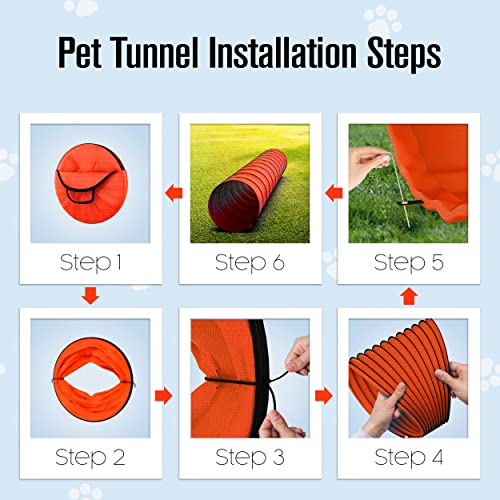 Houseables Dog Agility Tunnel, Dog Tunnel, Agility Equipment, 18 Feet, Puppy Obstacle Course, Crawling, Pet Playground, Small, Medium, Large, Indoor/Outdoor, Play, Pop Up Set, Exercise Tube, Toy, Red | Houseables Agility Equipment, Puppy Obstacle Course,