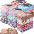 Newwiee 20 Pcs Waterproof Small Pet Fleece Blanket Bulk Washable Small Animal Cage Bedding Guinea Pig Puppy Dog Cat Pee Pad Liner Accessories(Assorted,12 x 12 Inch) - size: 12 x 12 Inch