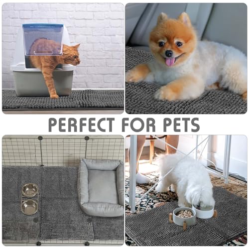 4 Pcs Guinea Pig Cage Liner 14 x 28 Inch Washable Chenille Pee Pads Pet Dog Cat Bedding Training Mat Reusable for Small Animals Puppy Bunny Hamster Chinchilla - color: Dark Gray, size: 14 x 28 Inch, style: Low Pile Chenille