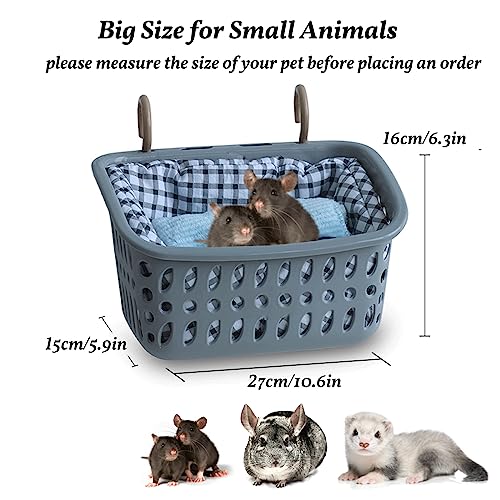 JWShang Rat Hammock for Cage, Chew Proof Hanging Basket Bed with Sturdy Hooks, Pet Cage Accessories, Safe Cozy Small Animal Rodent Hammock for Sugar Glider Mice Snuggling Sleeping - color: Grey, size: Large