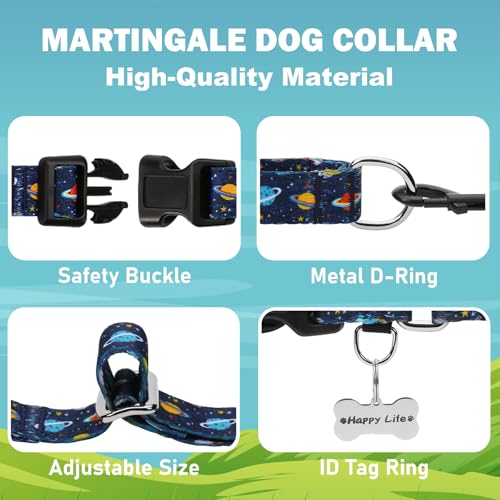 Martingale Dog Collars with Buckle No Slip Training Boy Dog Collar for Small Dogs (Blue Space, Small) - color: Blue Space, size: Small