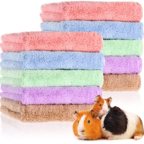 Tatuo 10 Pack Guinea Pig Fleece Cage Liners, Washable Small Animal Bedding Blankets Soft Reusable Pee Pads Absorbent Cage Mats for Guinea Pig Hamster Rabbit Hedgehog(18 x 24 Inch,Mixed Colors) - size: 18 x 24 Inch