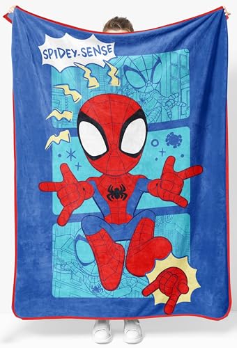 Jay Franco Kids Plush Throw Blanket – Soft & Cozy Fleece Throw for Bedroom & Couch Décor, Official Licensed Product, Blue - Spidey & Friends, 46x60 - Throw Blanket - color: Blue - Spidey & Friends, size: 46x60 - Throw Blanket