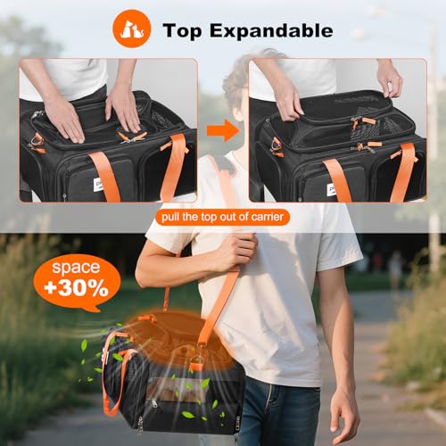 pidipiti 19x13x9 top Expandable pet Carrier, for Small Dog/cat up to 10 lbs | TSA Approved,with 2 pockets,zipper lock,leakproof,good Visibility,for Southwest Lufthansa Airlines,Air Canada,Amtrak Train - size: 19.0"L x 13.0"W x 9.0"H