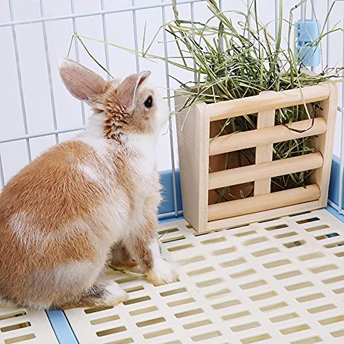 Bunny Hay Rack Guinea Pig Hay Feeder Chinchilla Hay Holder Rabbit Food Dispenser Natural Wooden Hamster Rabbit Cage Accessories