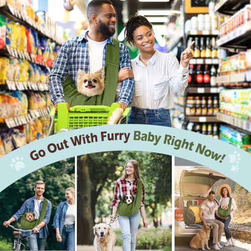 Pawaboo Small Dog Sling Carrier | Reversible Puppy Small Pet Carrier,Hands Free,Safety Buckle,Storage Pocket for Travel,Outdoor Activities Matcha Green - color: Matcha Green