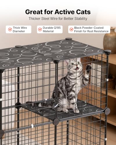 VEVOR Cat Cage 4-Tier 40.98"x13.98"x55" DIY Cat Playpen with Litter Box, Indoor Enclosure Detachable Metal Wire Kennel Crate, Large Exercise Place for 1-2 Cats, Kittens, Ferrets & Small Animals, Black - size: 41.0"L x 14.0"W x 55.0"H