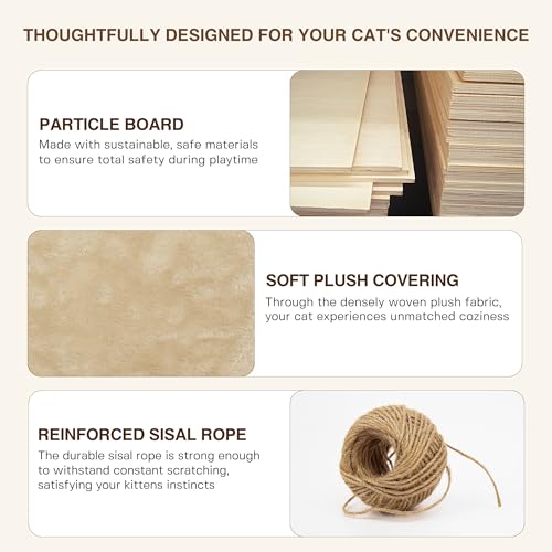 26-in-1 Cat Wall Shelves with Cat Tree, 40''L Tunnel, Moon, Beige | Wall Mounted Cats Furniture Set with Plush Fabric, Cat Climbing Systems for 16 Inch Drywall, with Scratching Posts, Bridge - color: Beige, size: 26-in-1