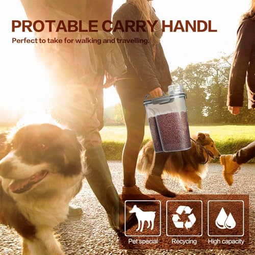 TIOVERY Dog Food Storage Container, 5-7 Lbs Airtight Pet Food Container, Cat Food Container Dispenser with Portable Handle, Pouring Spout and 4 Seal Buckles for Dogs Cats 2 Pack Grey - color: Grey 6Qt+3QT