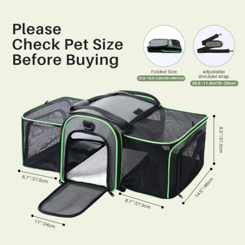 Gardner Pet Large Expandable Cat Carrier (20.5x13.4x13.4 in) | 2-Side Square Extension Pet Travel Carrier for Cats or Small Dogs up to 22 lbs, Heavy Duty Soft-Sided Dog Car Travel Bag - size: 20.5"L x 13.4"W x 13.4"H