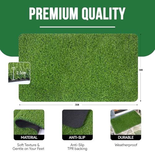 MAYSHINE Fake Grass for Dogs, Artificial Turf Grass Indoor Outdoor, Mat for Dogs Soft Blades, Cesped Artificial for Patios, Dog Astro Turf for Balcony, Quick Clean, Easy Rinse Patio Rug, 29.5"x17" - size: 29.5" x 17", style: Without Drainage Holes