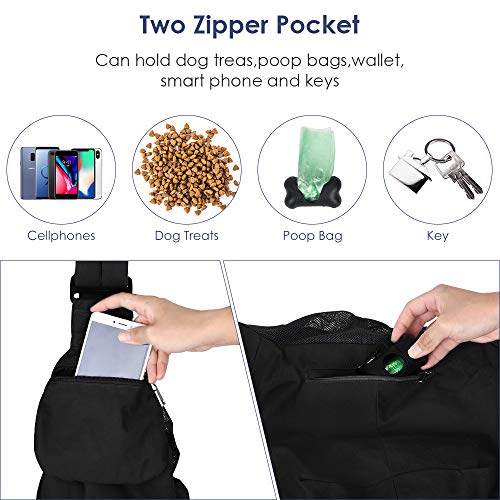 Lukovee Pet Sling, Small Pet Carrier, Hard Bottom Support & Safety Hook | Adjustable Drawstring Opening, Comfortable Padded Shoulder Strap, Zipper Pocket, Dog Slings Purse for Small Dog Cat (Black) - color: Black