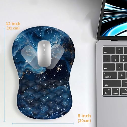 Ergonomic Mouse Pad Wrist Support,Blue Space Wrist Rest Mousepad for Carpal Tunnel Pain Relief,Integrated Memory Foam Slope Massage Bulge Design - color: T-01