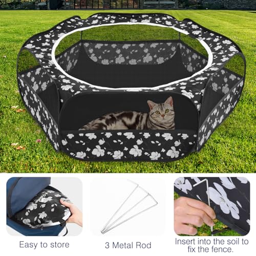 Pawaboo Small Animal Playpen with Zippered Cover, Magnolia | Portable pop-up pet tent for supervised rabbits, guinea pigs, chicks and kittens; water-resistant bottom and 3 metal rods - color: T-Magnolia