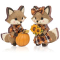DoubleFill 2 Pcs Fall Fox Figurine Thanksgiving Wooden Fox Figurines Table Decoration for Autumn Thanksgiving Gifts Home Office Centerpiece Decor Party Supplies (Classic Style) - style: Classic