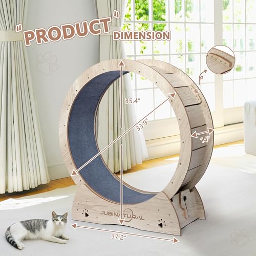 35.9" Cat Exercise Wheel, Quiet Treadmill with Removable Carpet | 33.9" runway, 50 lb structural capacity, TPE low-noise rollers, under 6 mm anti-pinch gap, safety lock and removable carpet - color: WOOD, size: 35.9"
