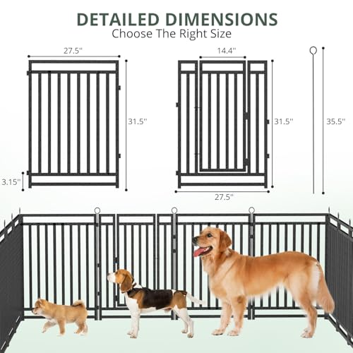 Thickened Outdoor Dog Fence, 32" H, 48 Panels for Yard & Camping | Easy Setup, Flexible Layouts, Thickened Panels, Heavy-Duty, for Medium & Large Dogs and Farm Use, Patented - size: 32" height, style: 48 Panels