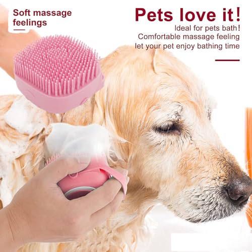 7 Pcs Cat Dog Brush Grooming Kits, Self-Cleaning Slicker Brush, Pet Nail Clipper and File, Flea Comb, Pet Shampoo Bath Brush, Pet Finger Toothbrush, Storage Bag (Pink) - color: Pink