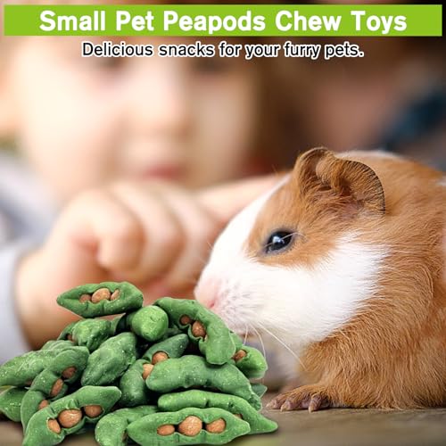 Fhiny Peapods Hamster Chew Toys, 24 PCS Natural Timothy Grass Carrot Guinea Pig Chew Toys for Teeth Handmade Small Animal Molar Snacks Dental Care for Bunny Chinchilla Hamster Gerbil Boredom Breaker - size: 24 PCS