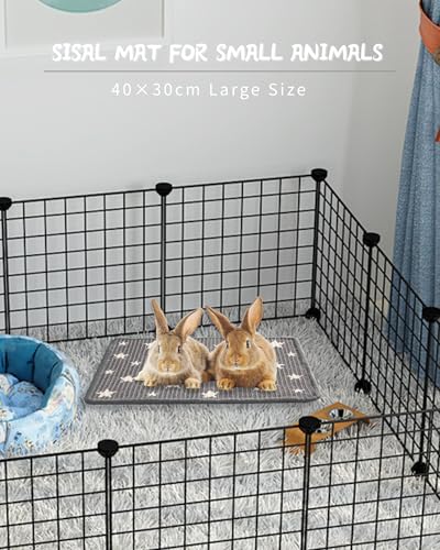 JanYoo 2pcs Rabbit Scratcher Mat Natural Sisal Bunny Scratch Pads Scratching Rug Bunny Resting Mats for Cages, Small Animal Claws and Teeth Care Bedding Accessories for Guinea Pig (15.7x11.8in, Star) - color: 1-Star