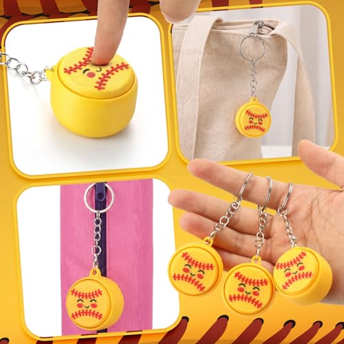 Kenning 12 Pcs Softball Clicker Fidget Keychain Bulk 3D Printed Fidget Toys for Stress Relief Softball Party Favors Team Gifts for Girls Coach Player Fans Goodie Bag Stuffers Back to School Gifts - style: Softball