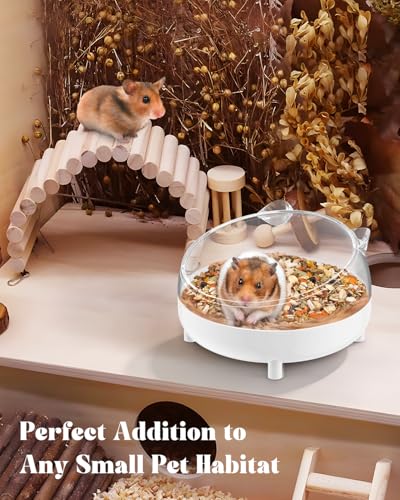 Pawfly Hamster Sand Bath Container, Hamster Sand Bath Box, Hamster Bathtub, Hamster Bathroom, Hamster Toilet, Plastic Dust Bath for Dwarf Hamsters, Syrian Hamster, Mice, Gerbils & Small Animal, White - color: White