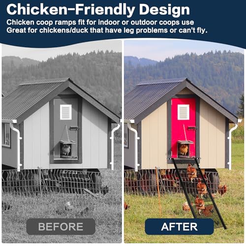 Chicken Coop Ramp,Metal Chicken Ladder for Coop Accessories, Ladder Length Adjustable for Henhouse, Coop Steps for Feet Problem or Cannot Fly Chickens ducks, Duty Sturdy,Corrosion-Resistant Waterproof