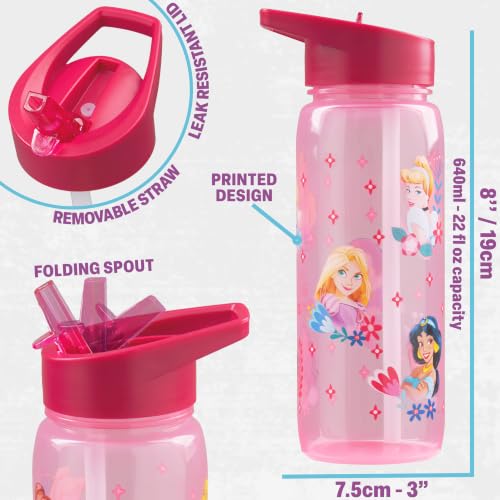 Get Trend Disney Princess Girls Lunch Bag, Bento Box & Water Bottle Set | Insulated Lunch Bag, 3 Compartment Lightweight Snack Box, 22 fl oz BPA-Free Water Bottle with Straw, School, Gifts for Girls - color: Pink/Multi Princess