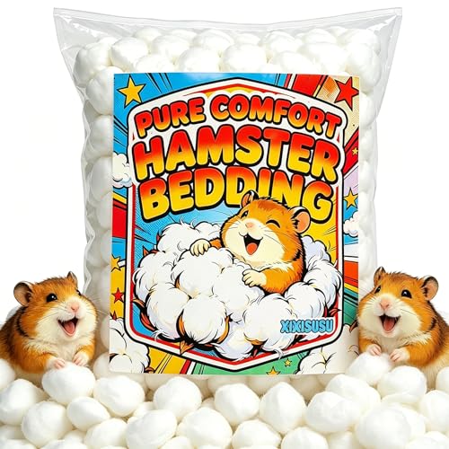 100% Cotton Bedding for Hamsters & Guinea Pigs - Small Animal Bedding, Natural Safe Pet Bedding for Cages, Rabbits, Guinea Pig, Bunny, Mouse, Rats, Birds, Chinchillas and Gerbils - 4 oz