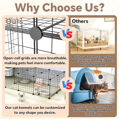 16 Panels DIY Small Animal Playpen, Pet Playpen, Dog Puppy Playpen, Guinea Pig Cages, Rabbit Cage, Indoor Outdoor Metal Wire Yard Fence, 12 X 12 Inch, Black