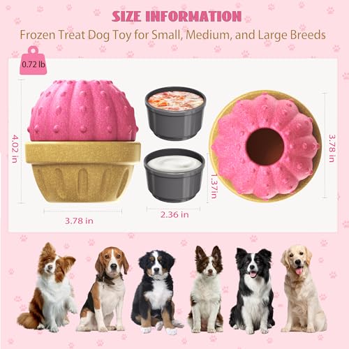 Frozen Treat Dispensing Dog Toy for Aggressive Chewers, Indestructible Chew Toys, Slow Puzzle Feeder for Small Medium Large Breed to Keep Them Busy, Reduces Anxiety, Easy to Clean, Pink - color: Pink