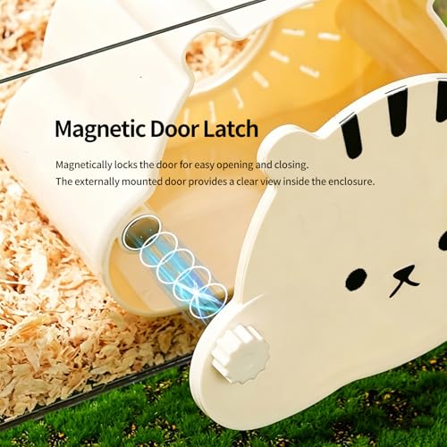 Magnetic Hamster Hideout with Clear Viewing Lid, Mount Hamster House for Syrian Hamsters, Dwarf Hamsters, Gerbils,Mice, Small Animal Hideaway Hut for Acrylic & Wire Cages,Yellow Bear4319-2 - color: Gray Bear