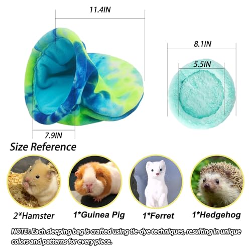 kathson Guinea Pig Snuggle Sack, Soft Fleece Sleep Sacks Large Guinea Pig Hideout Small Animal Hideout Pet Sleeping Bag for Hamster Rat Chinchilla Ferret, 2pcs (Green) - color: Green