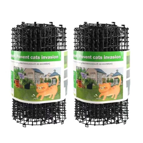 Cat Scat Mat with Spikes for Garden 6.5 Feet Cat Deterrent Mat | with Gentle Spikes for Dogs and Raccoons, with 8 Ground Stakes & 8 Zip Ties, 78.74" x 11" (Black 2 Pcs) - color: 2Pcs-Black
