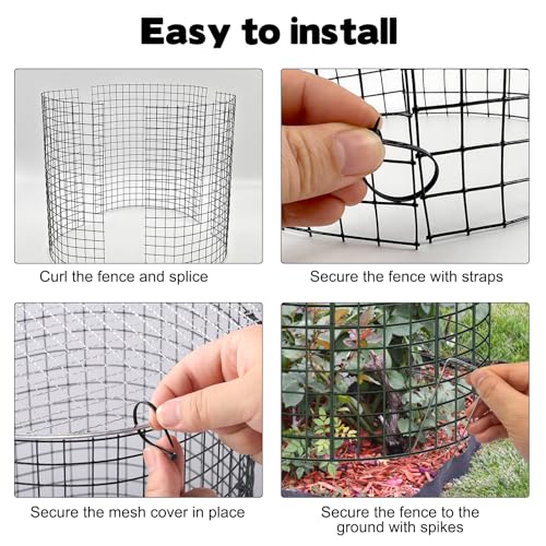 6 Sets of 18'' x 12'' Garden Plant Protectors from Animals with Detachable Covers Metal Plant Cage Chicken Wire Cloche with Ground Stakes and Nylon Tie Wire Plant Cage to Keeping Bunny Animals Out - size: 18x12Inch