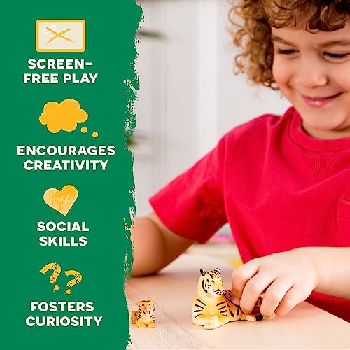 Terra by Battat Tiger Family Animal Figures, 4-Piece Safari Set, Animals | Plastic tiger family with 2 adult tigers and 2 tiger cubs that stand on their own paws for zoo, jungle, and safari, 3+ Years - style: Tiger Family