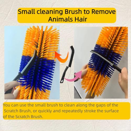 2PCS Livestock Scratching Brush, Goat Scratcher Post with Cleaning Brush, Grooming and Massage Brushes for Horse Cow Sheep, Animal Itch Relief and Back Scratcher - color: Green