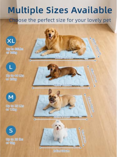 Huafly Dog Cooling Mat,Dual-Sided Cooling Mat for Dogs–Cooling Fabric for Summer,Velvet for All Seasons–Portable for Crate,Car Seat,Sofa&Floor,Machine Washable,Keeps Cats,Dogs&Puppies Cool,Cloud Blue - size: XL: 60.0" L x 40.0" W x 0.8"Th