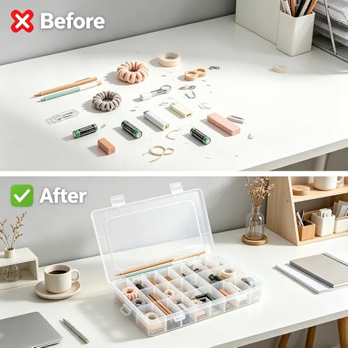 OALCQ Plastic Storage Box with 24 Grid, 100 PCS Animal Stickers, Small Organizer Container for Beads & Screws, Dividers Case for Craft Jewelry Screws Tackle Accessories - style: animal