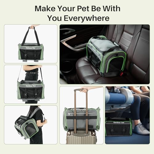 Gardner Pet Expandable Cat Carrier Airline Approved (18x12x12 in), 2-Side Square Extension Pet Travel Carrier for Medium Cats up to 15 lbs, Mesh Soft-Sided Cat Carrier Bag - size: 18.1"L x 11.8"W x 11.8"H